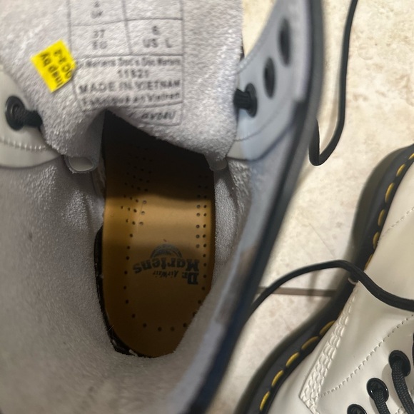 Dr. Martens White Boots with Black and Yellow Accents - Picture 5 of 8